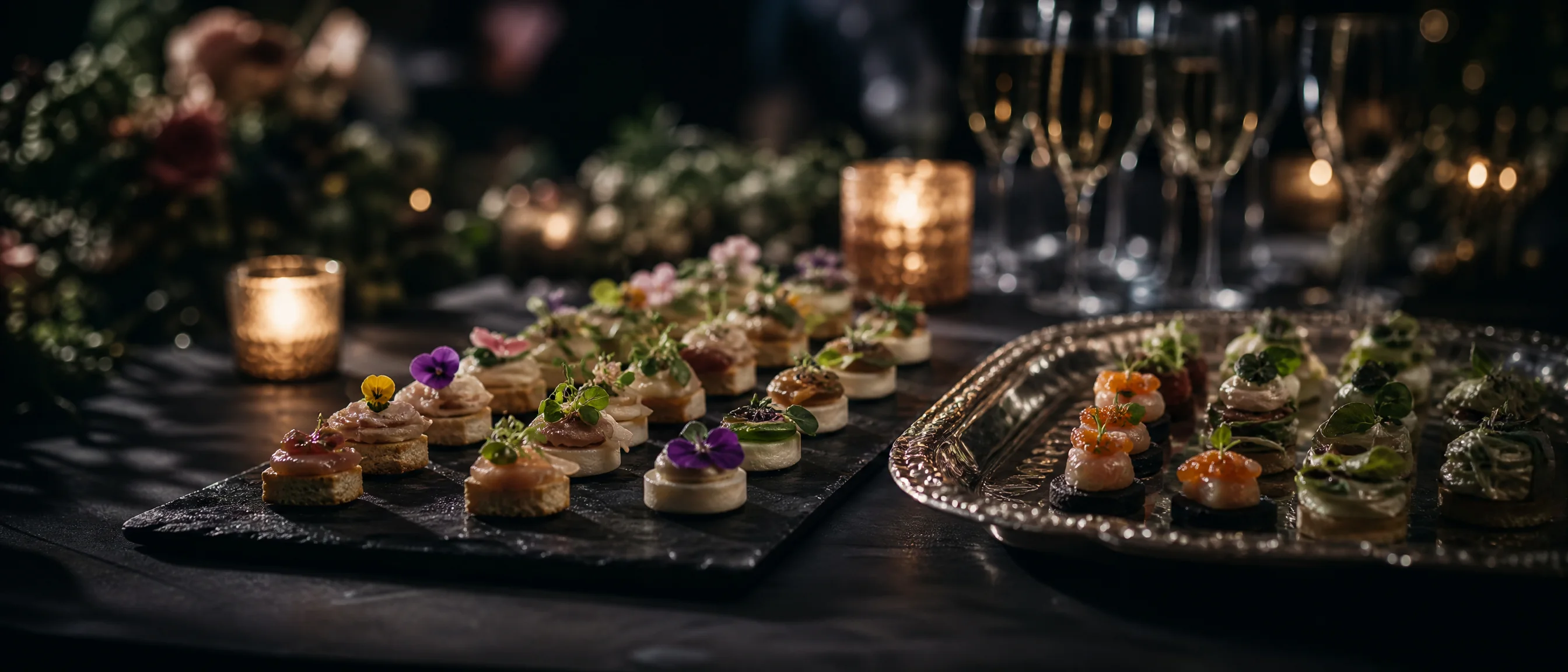 Placeholder image — canapés set out for a reception